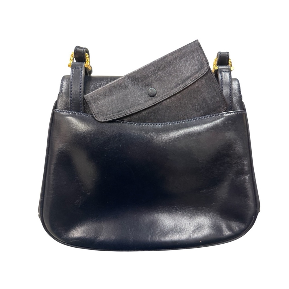 Old Gucci Vintage Black Polished Leather Horsebit Accent Shoulder Bag Auth - Picture 6 of 16